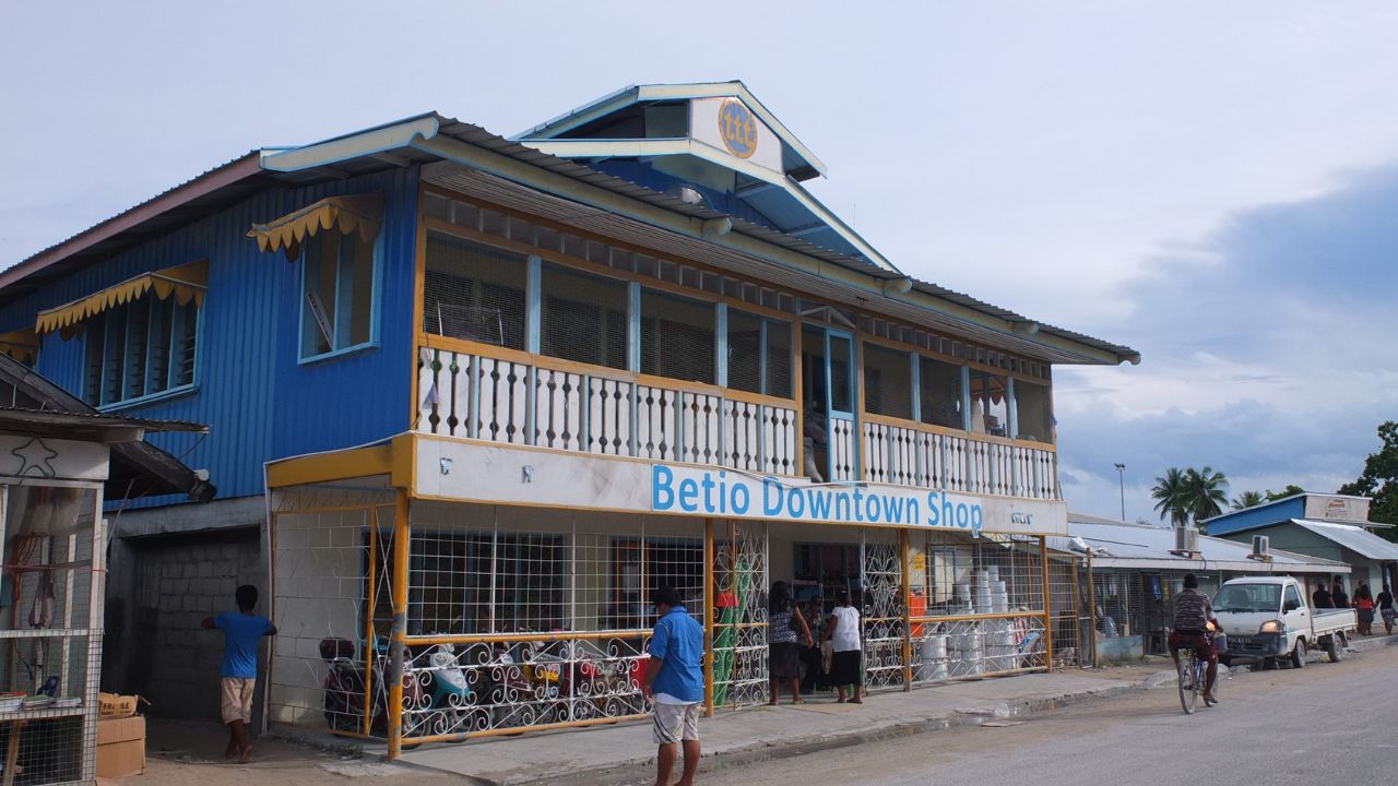 South Tarawa, Kiribati - 17th March 2016, Small supermarket and street life