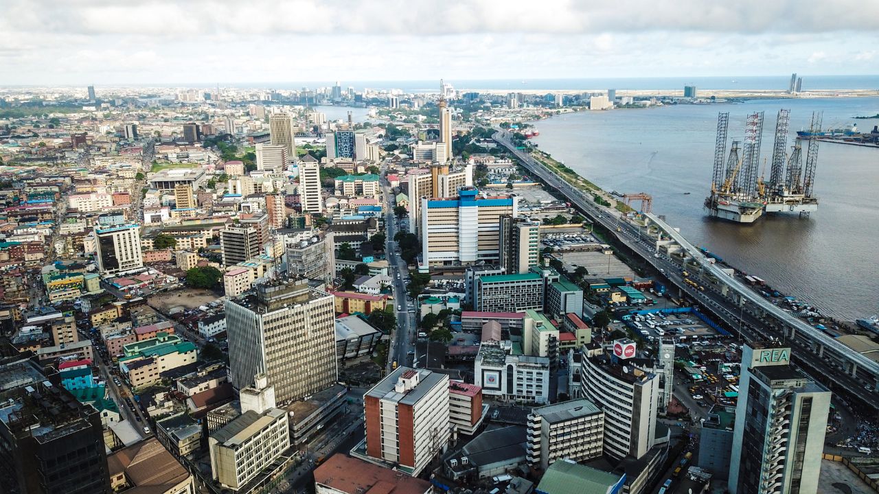 Lagos Island, Lagos State, Nigeria- September 11, 2018: Aerial photo of Lagos Island Nigeria