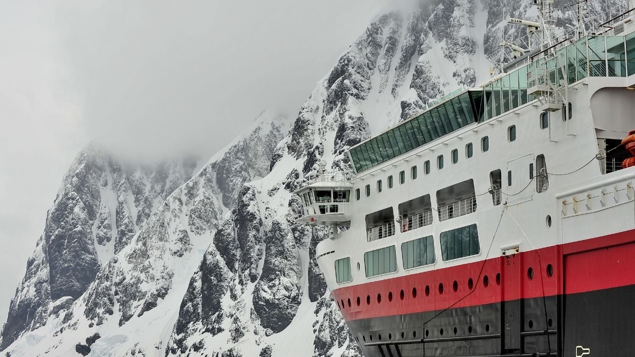 Antarctic Cruise. On a cruise ship to the Antarctic Peninsula. The majestic and harsh nature of Antarctica. The most beautiful places on planet Earth. Icebergs and glaciers.