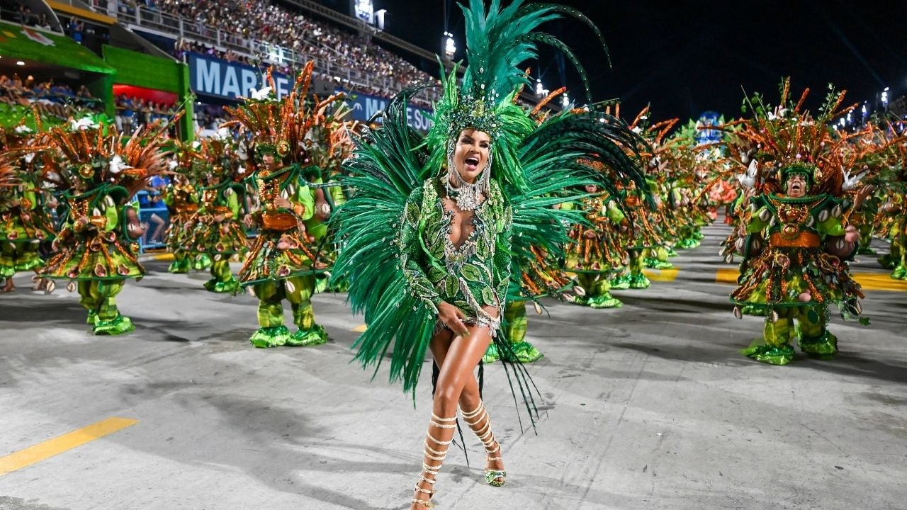 Rio, Brazil - March 3, 2025: Parade of the Tijuca samba school of the special group, during the carnival in the city of Rio de Janeiro on Sapucaí de Sapucai street