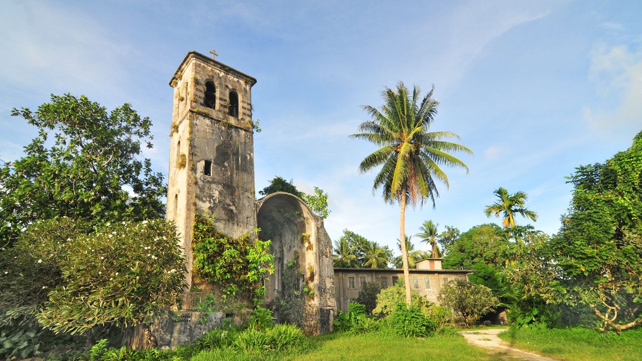 Catholic Bell Tower in Kolonia Municipality, Pohnpei, Micronesia.