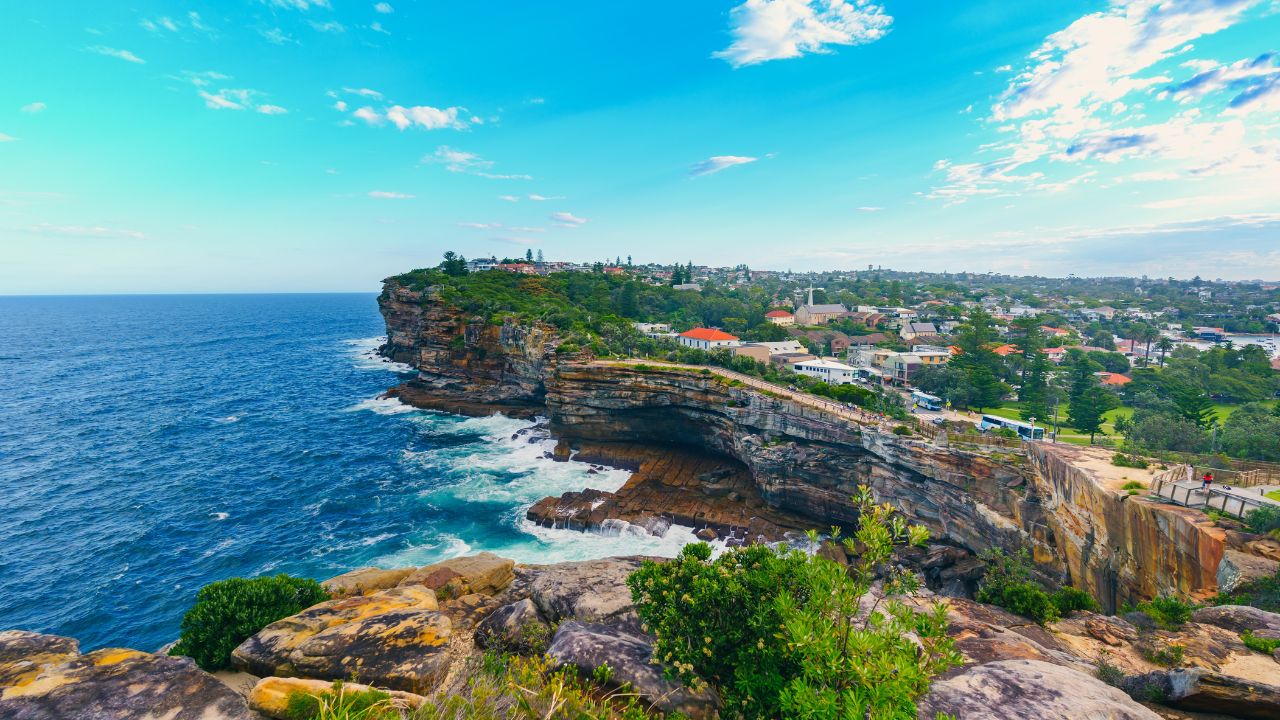 Spectacular view of ocean cliff in the Gap Park, Watsons Bay Sydney Australia