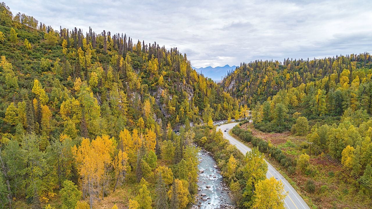 Hatcher Pass Alaska Fall Aerial Photo