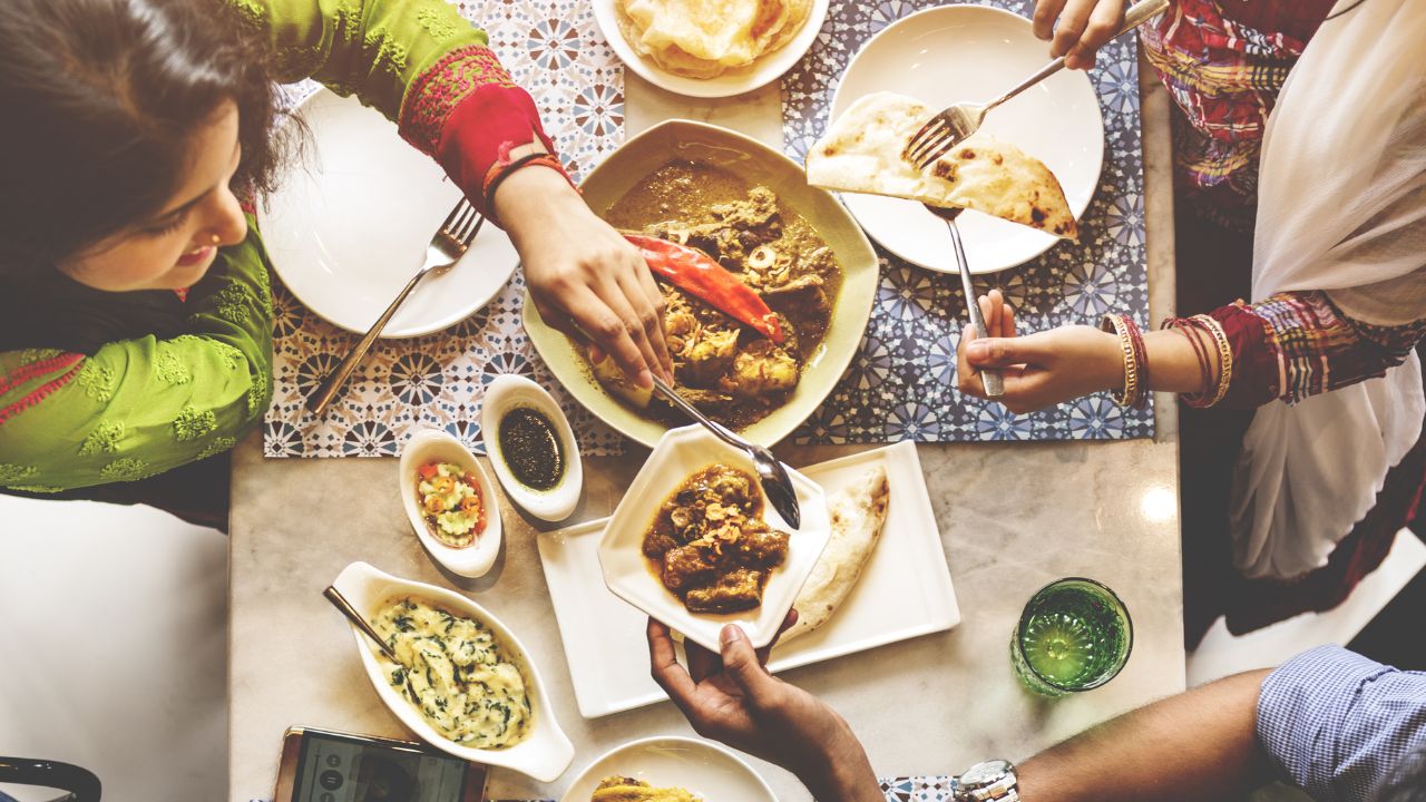 Indian Ethnicity Food Curry Naan Roti Meal Concept