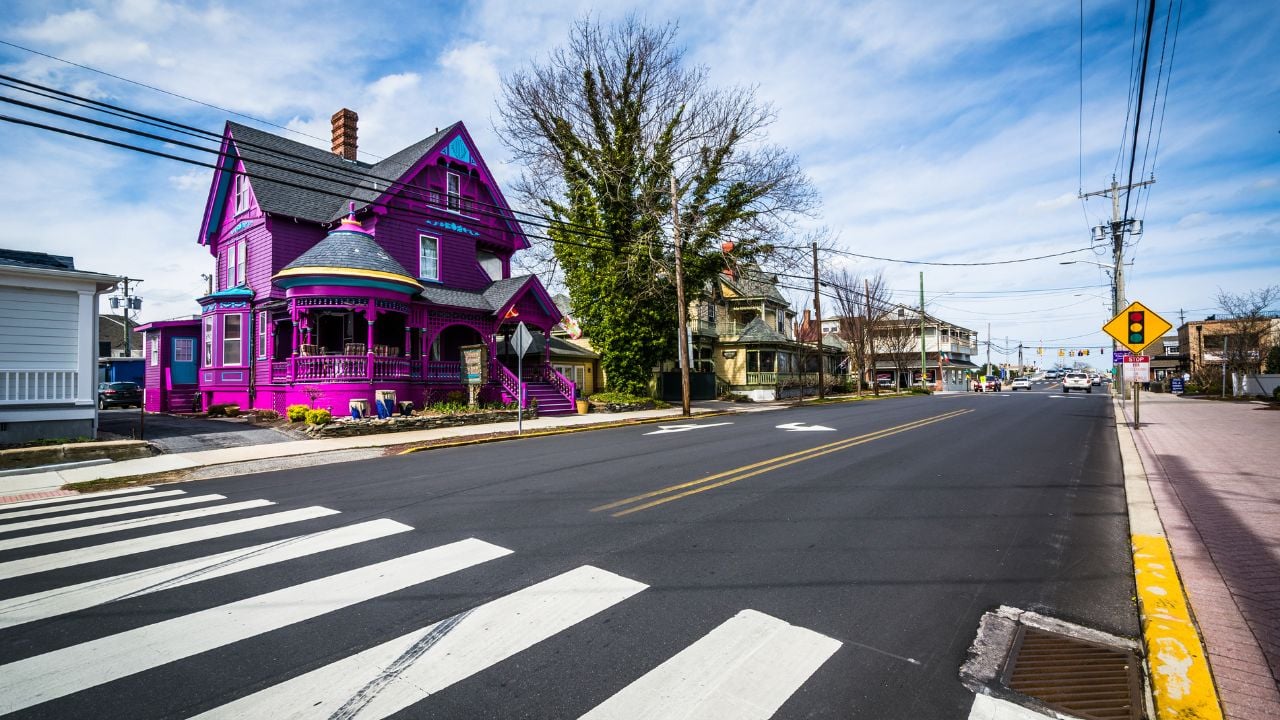 Purple house along Savannah Road in Lewes, Delaware.