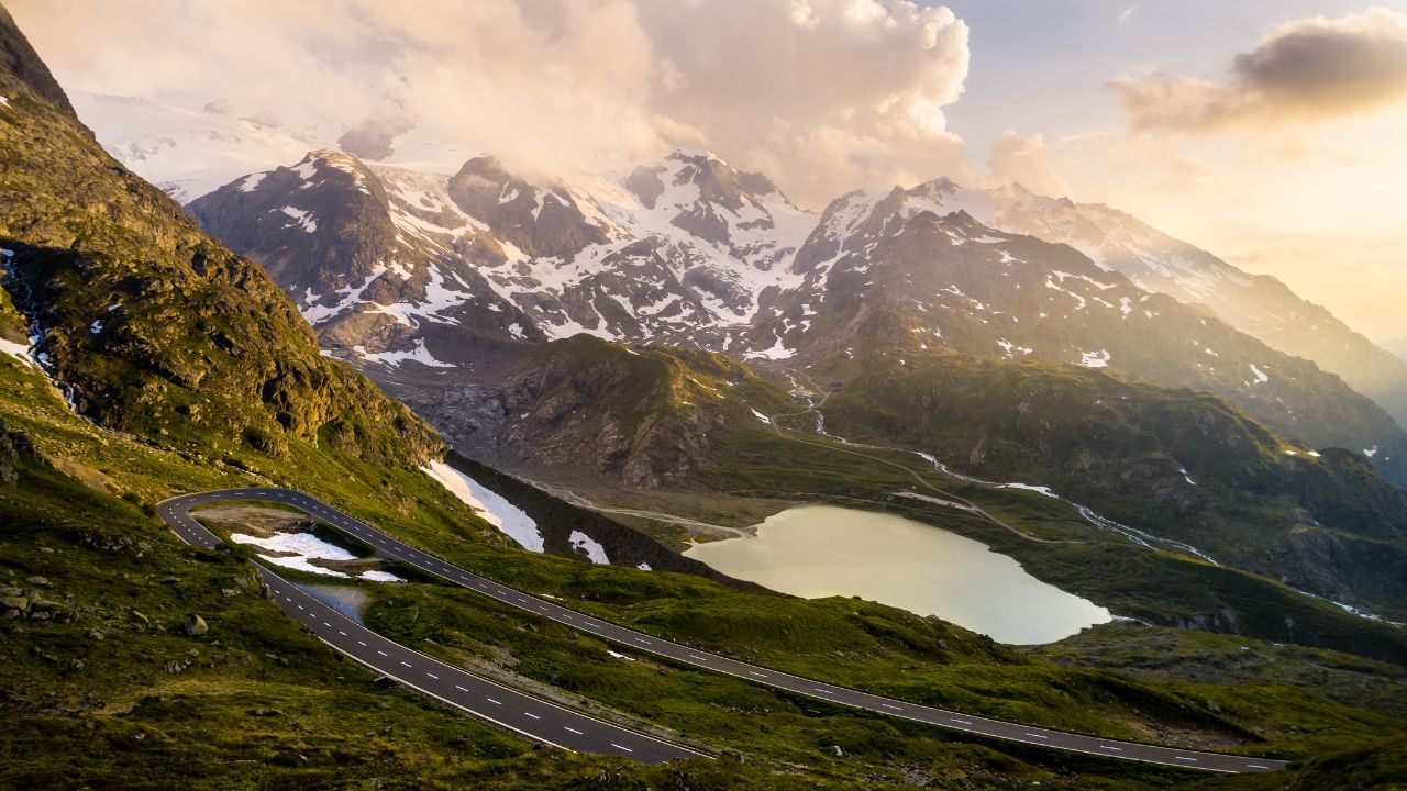 Alps mountains landscape during sunset. Sustenpass, Switzerland - Landscapes of the mountains and the nature of the Susten region.