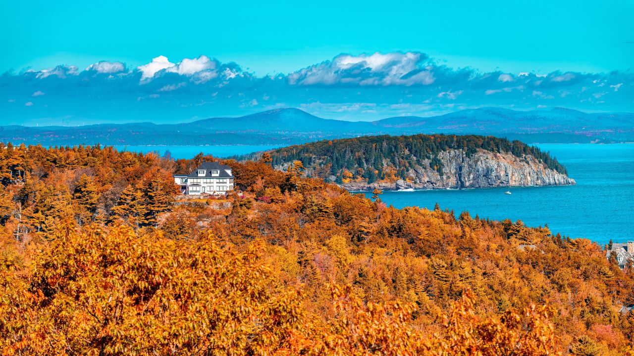 Acadia National Park in Vibrant Foliage Season, Stunning Autumn Landscapes in Maine.