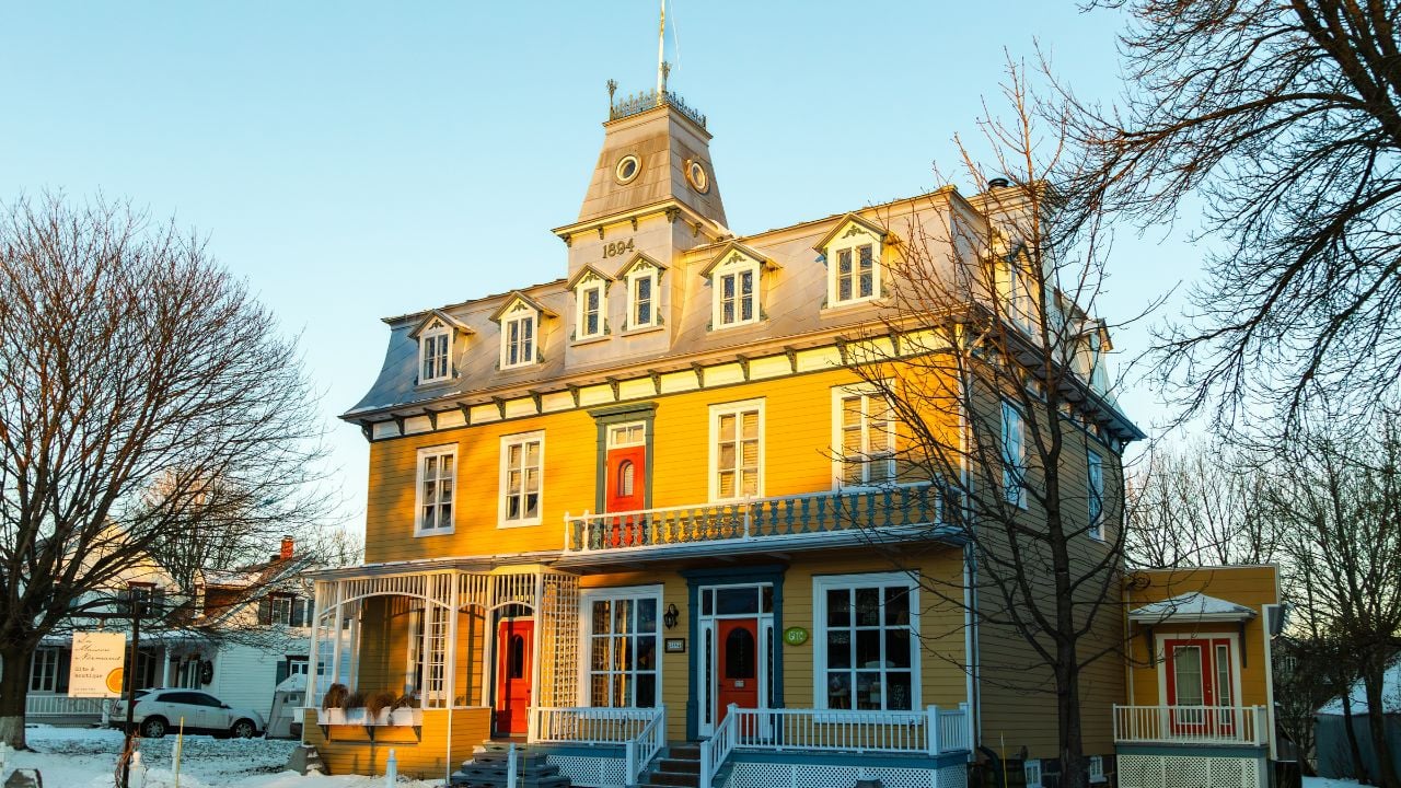 Saint-Antoine-de-Tilly, Quebec, Canada, December 7, 2024 - The 1894 Maison Normand Inn and Boutique seen during a winter morning at 3894 De Tilly road