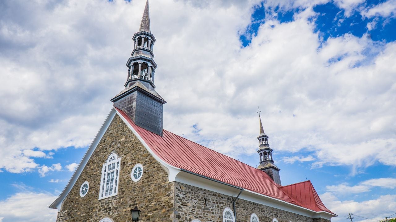 Saint Jean Port Joli, Qc, Canada - June 5th 2020: the small church of St Jean Port Joli, typical architecture of Quebec