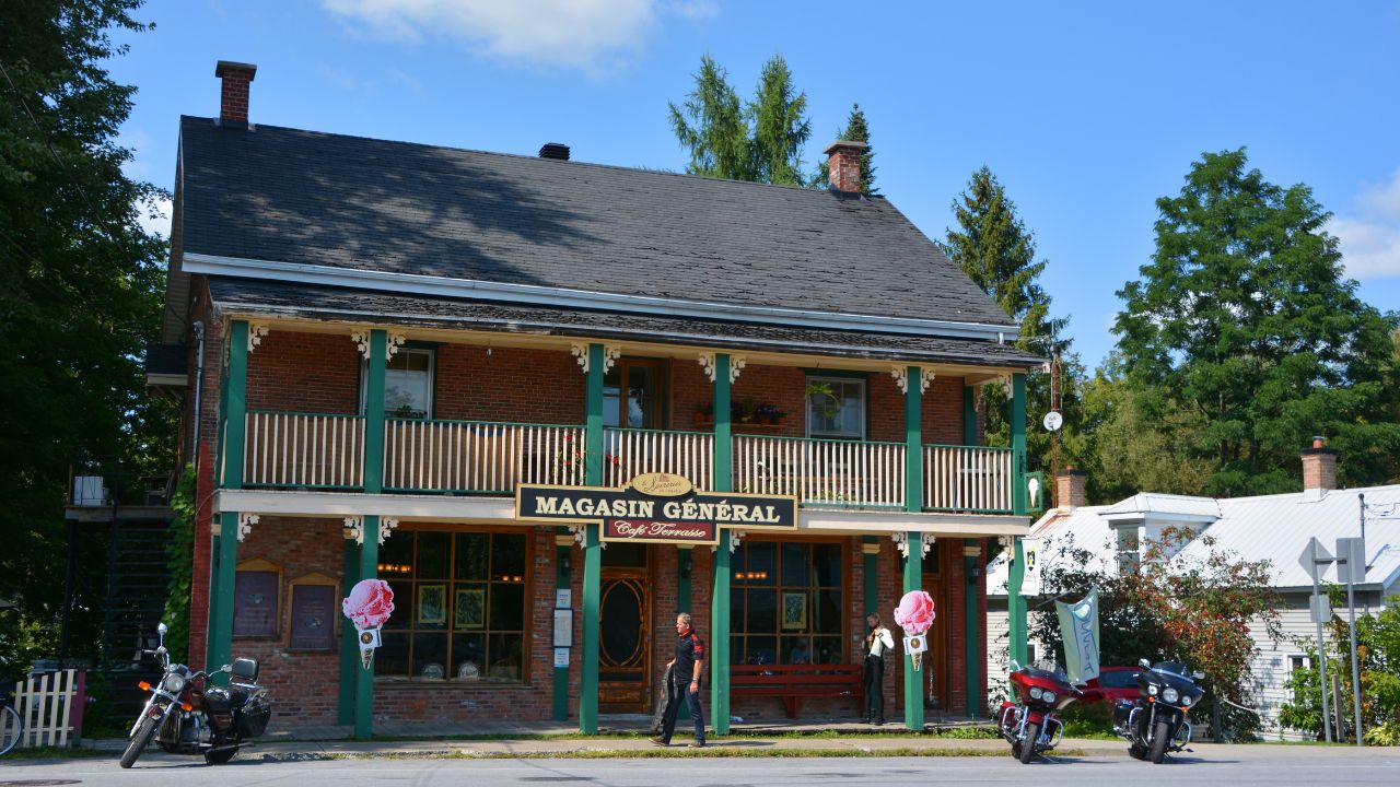 FRELIGHSBURG QUEBEC CANADA 08 12 2016: In heart of the beautiful village of Frelighsburg began the wonderful story of Sucreries de l’erable. The house of the inevitable maple syrup pie