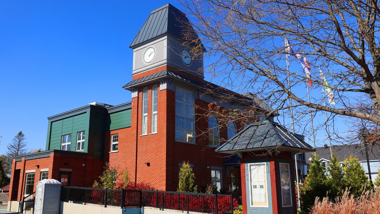 SUTTON QUEBEC CANADA 10 10 2024: Sutton Town Hall is a town in southeastern Quebec. It is part of the Brome-Missisquoi Regional County Municipality in the administrative region of the Estrie.