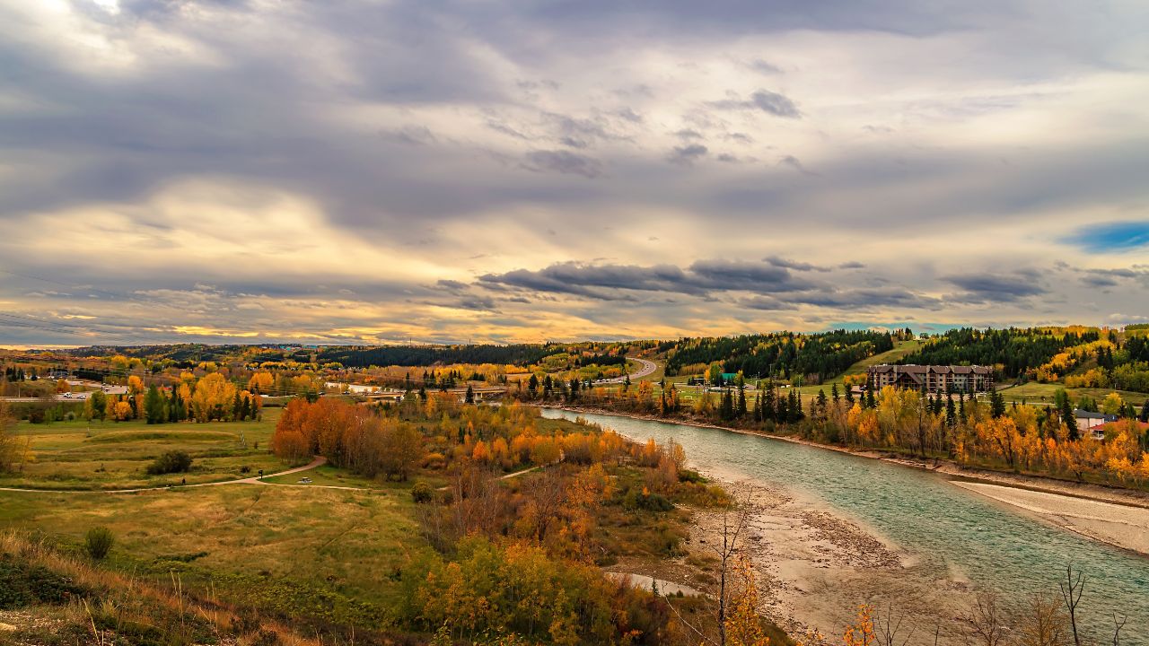 Cloudscape over the fall river valley in Cochrane