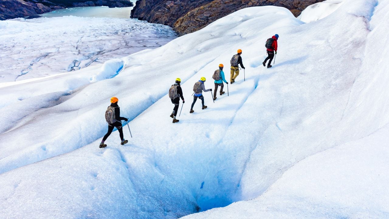 Ice Trekkers on Grey Glacier in Patagonia Chile