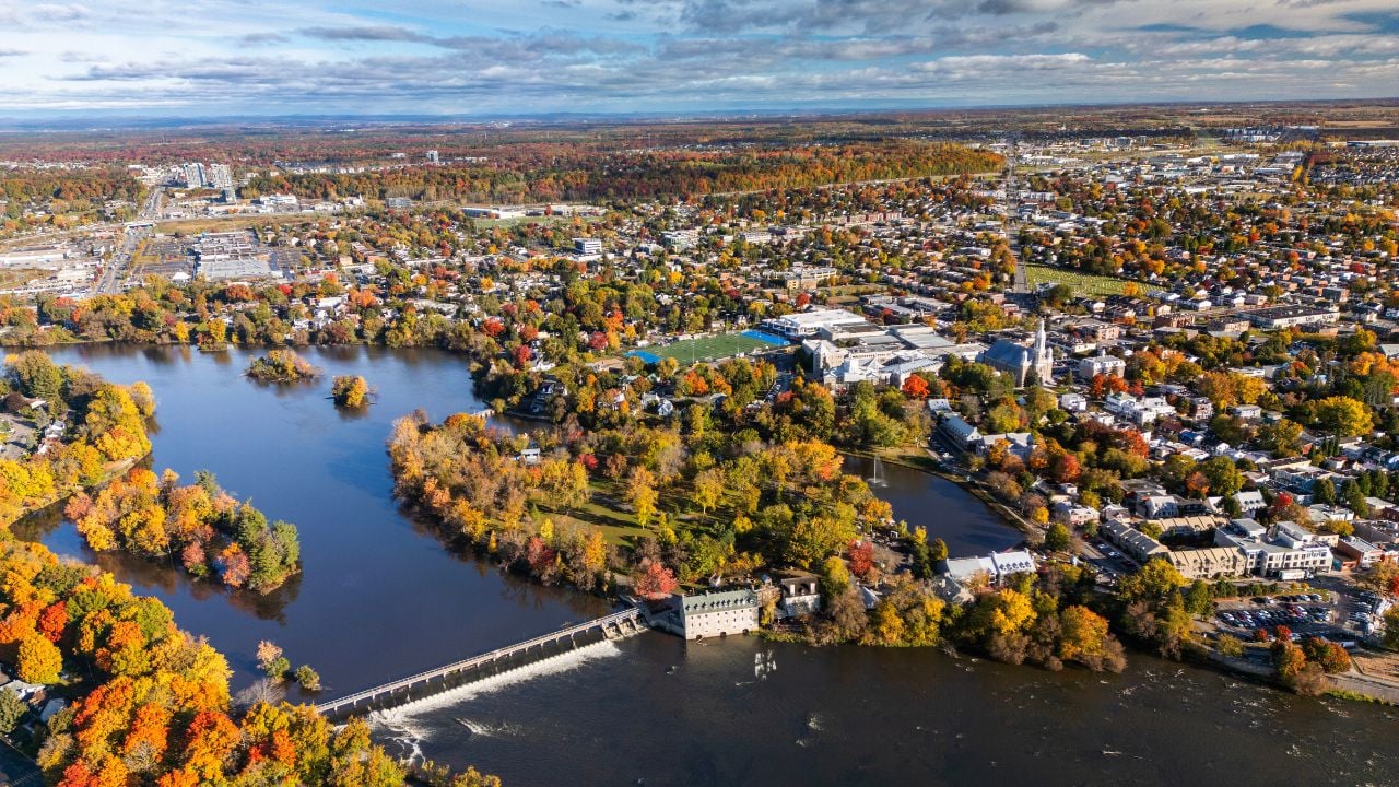 Aerial view of Laval and Terrebonne in Quebec, Canada