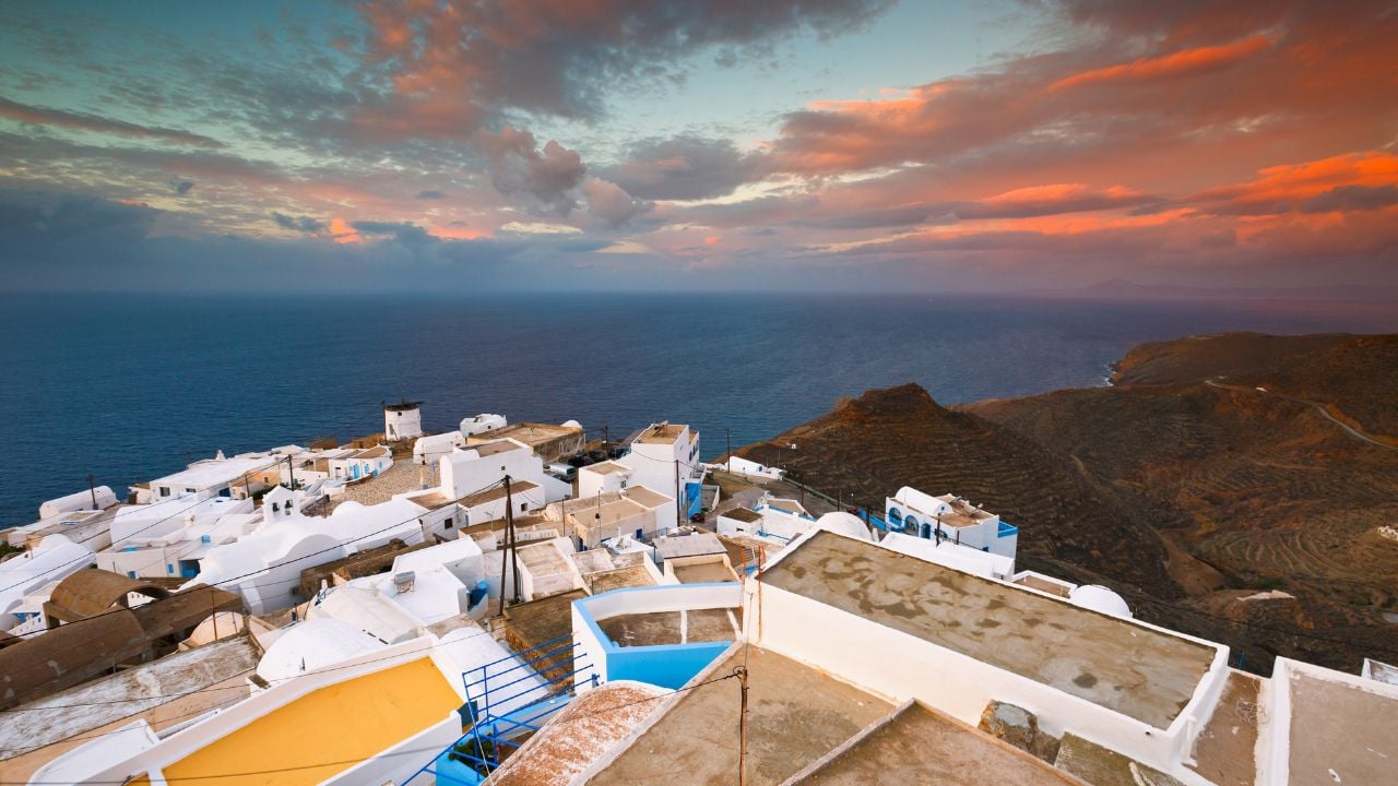 View of Chora village on Anafi island.