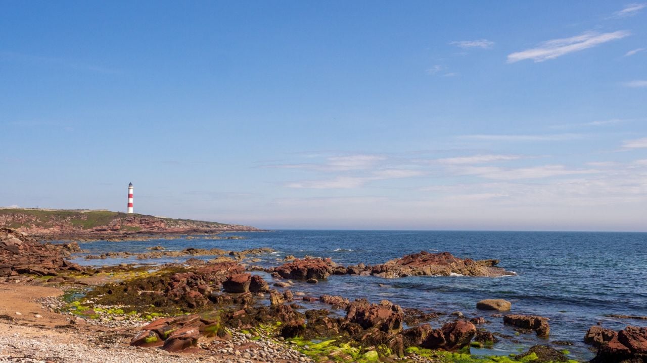 Beautiful sunny day at Portmahomack, Domach Firth, Highlands, Scotland, UK