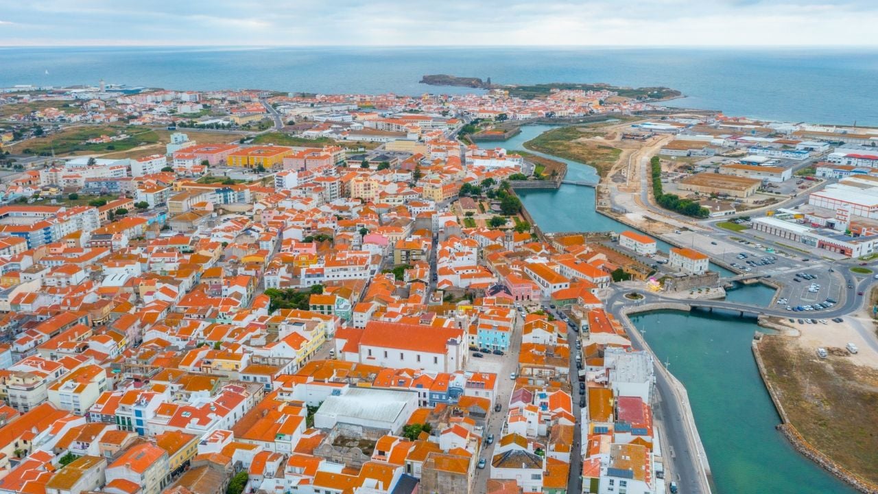 Aerial view of the Portuguese town Peniche.