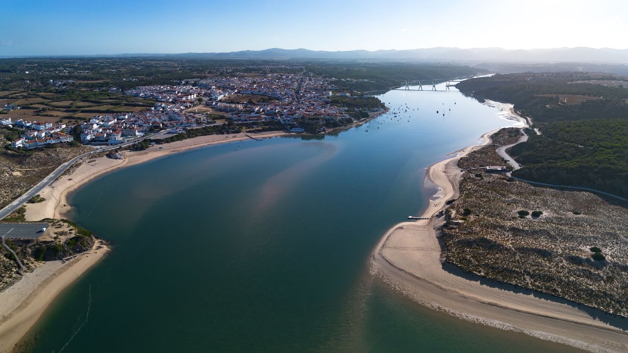 Vila Nova de Milfontes in Portugal aerial panorama