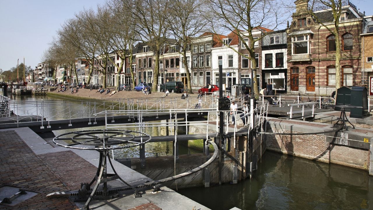 UTRECHT. NETHERLANDS. 10 APRIL 2011 : Oudegracht in Utrecht. Netherlands