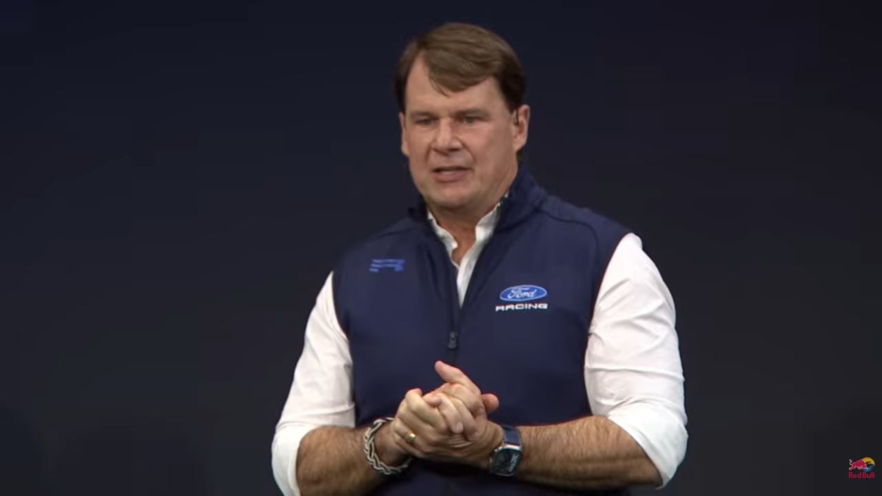Jim Farley at the Oracle Red Bull Racing livery reveal 2026.