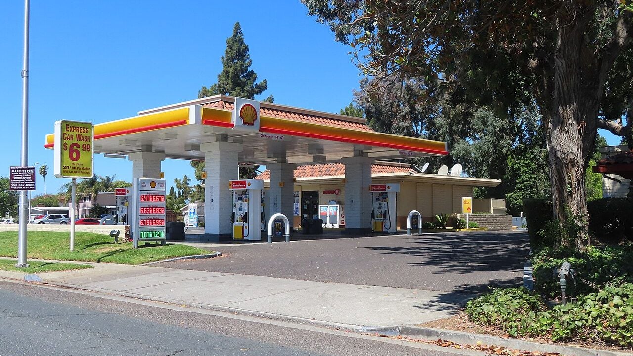 Shell gas station, Newark, California.