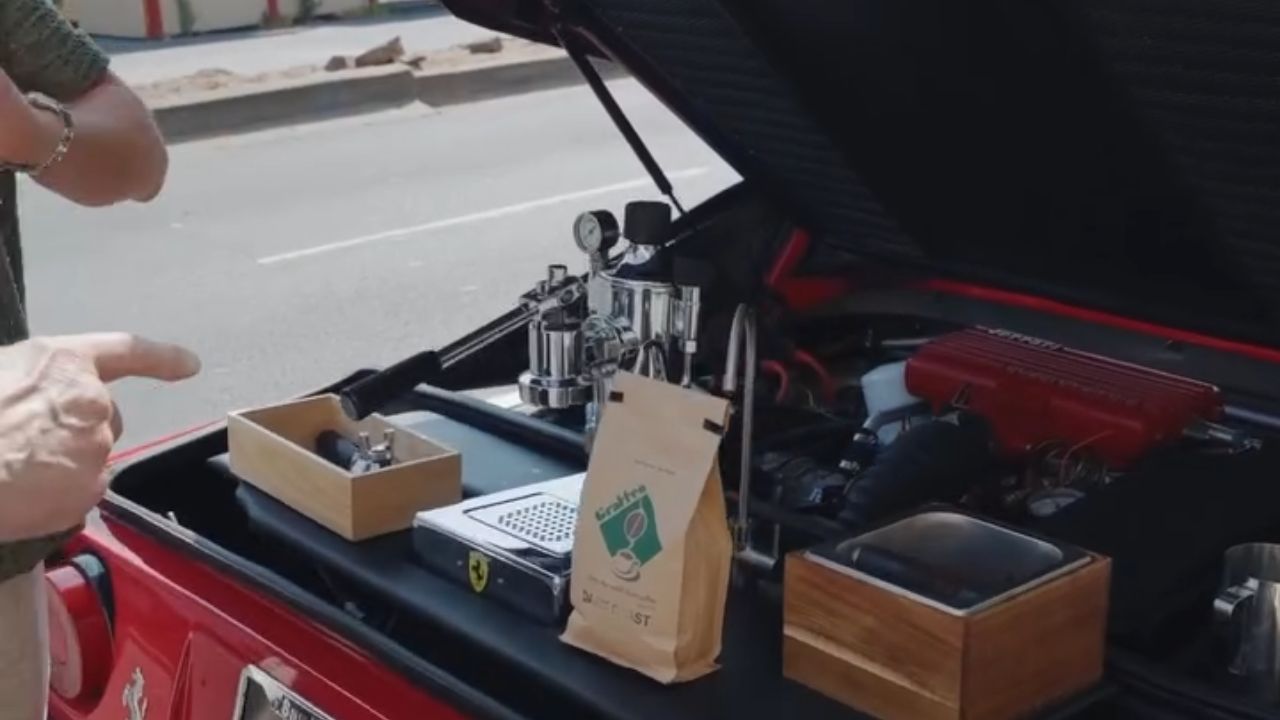 1984 Ferrari 308 Rosso Corsa with built-in cafe.