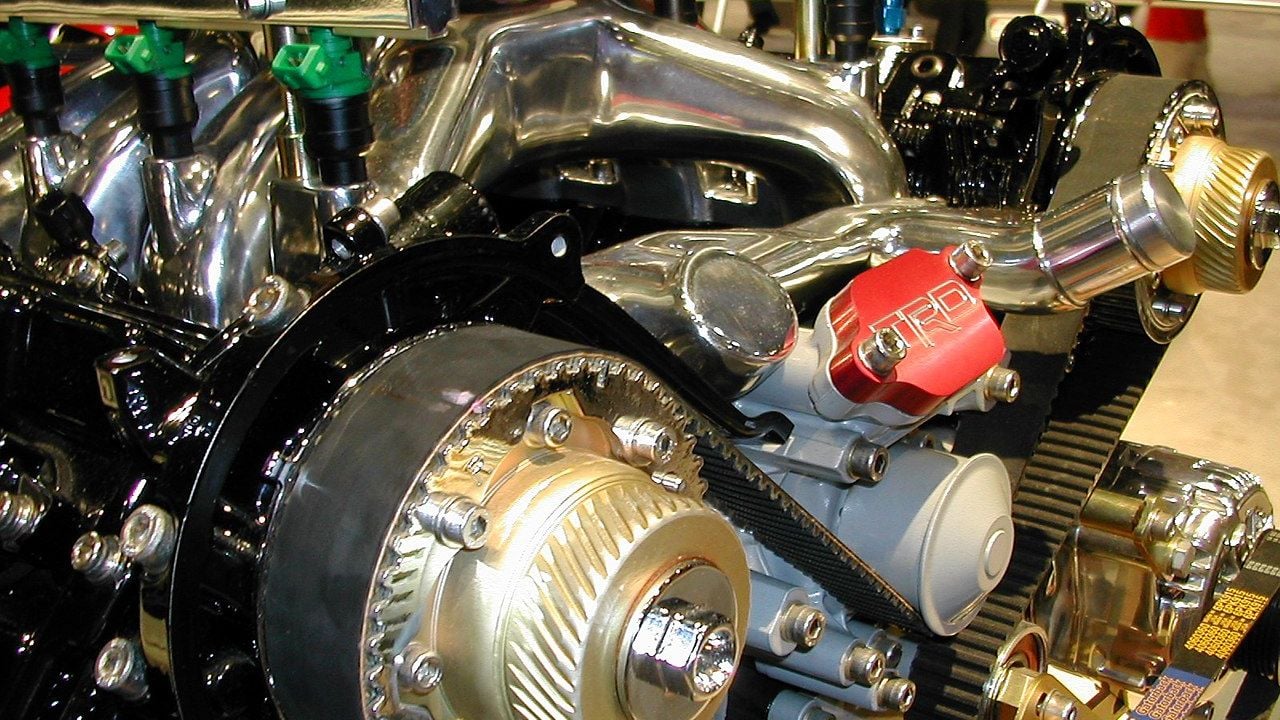 Colorized car engine.