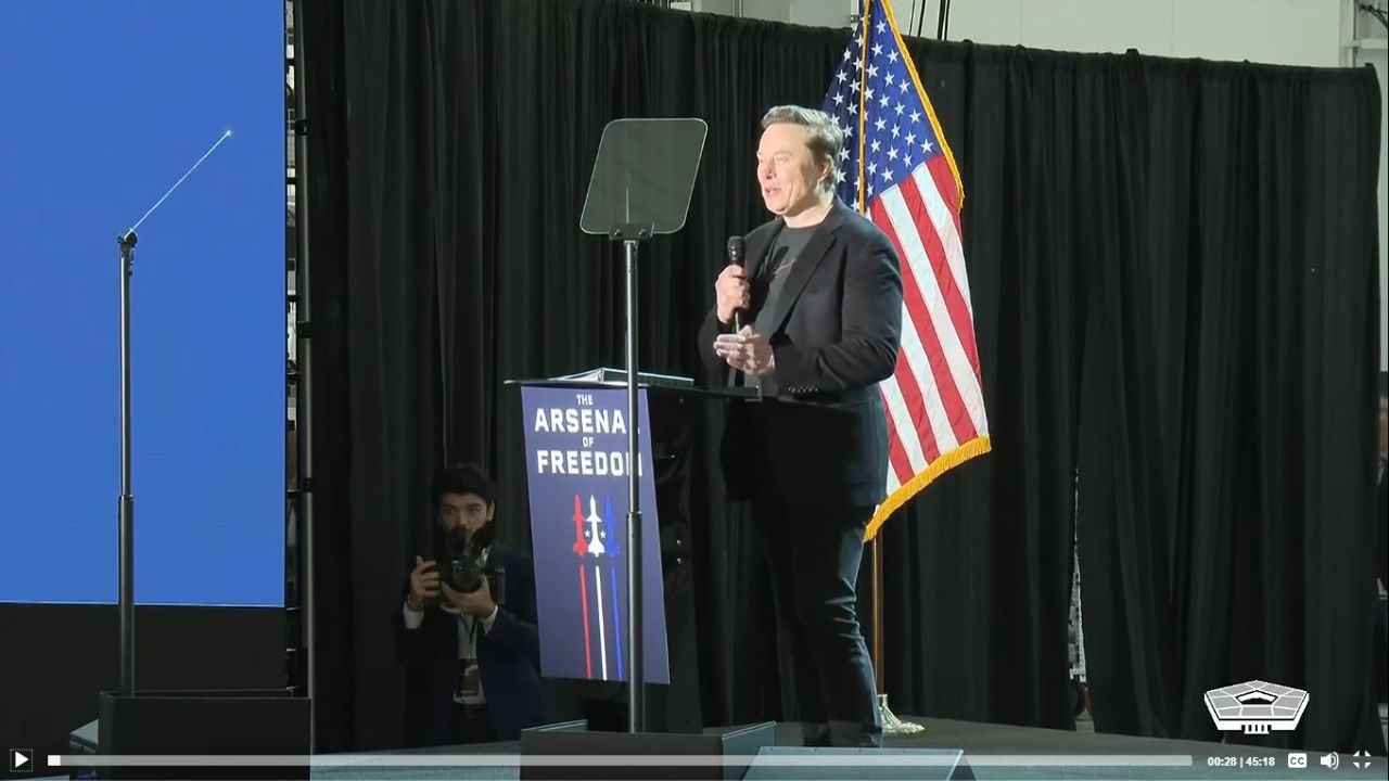 Elon Musk at the Arsenal of Freedom tour, Starbase, Texas.