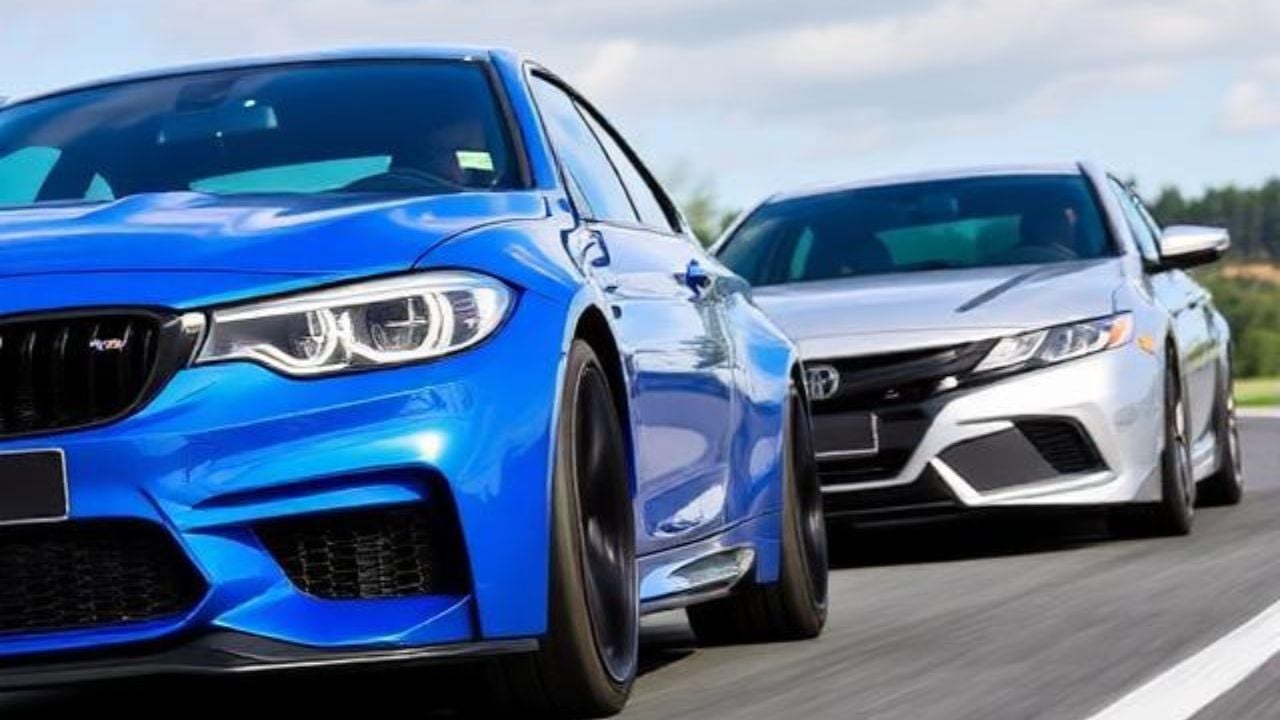 BMW M3 racing the Toyota Camry.