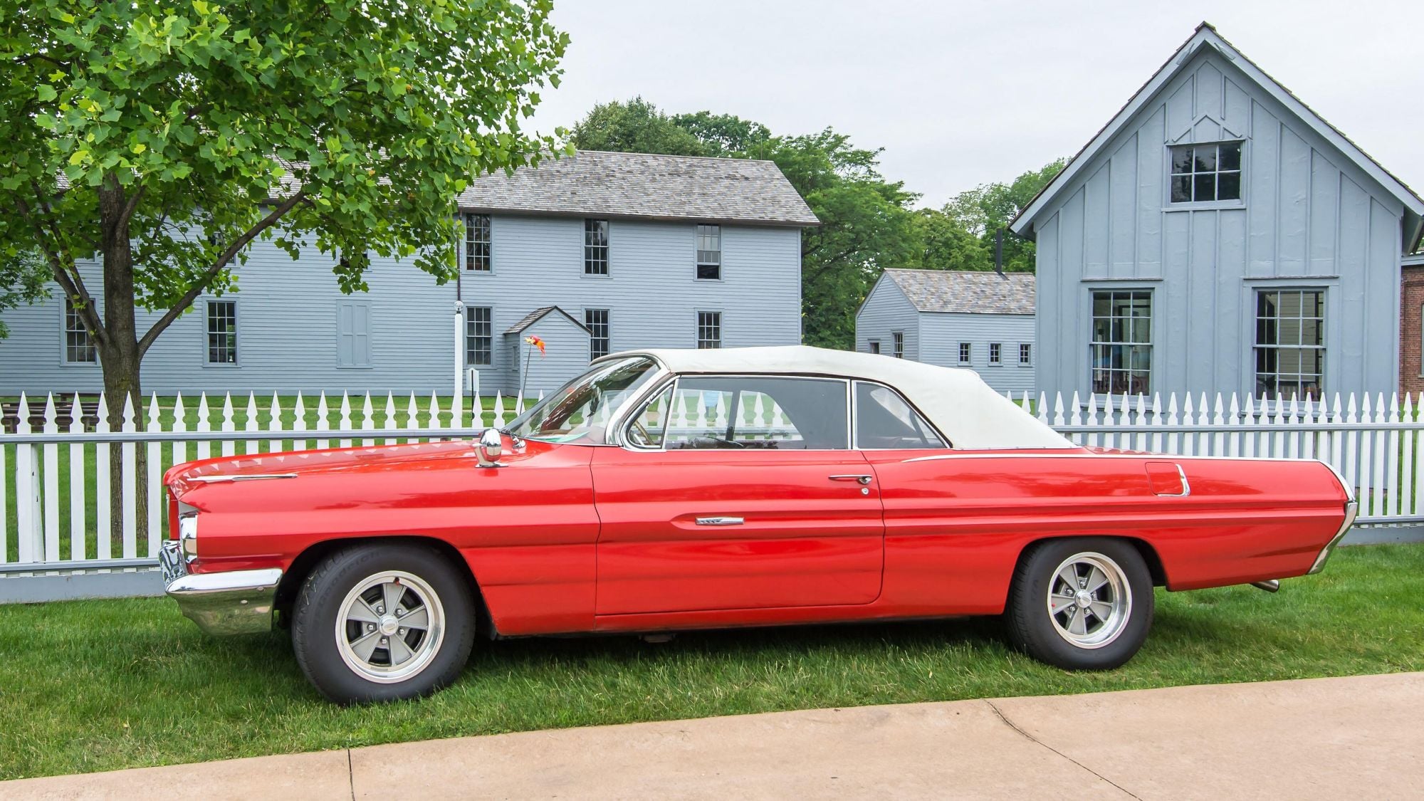 A 1962 Pontiac Catalina car at The Henry Ford (THF) Motor Muster car show, Greenfield Village, near Detroit, Michigan