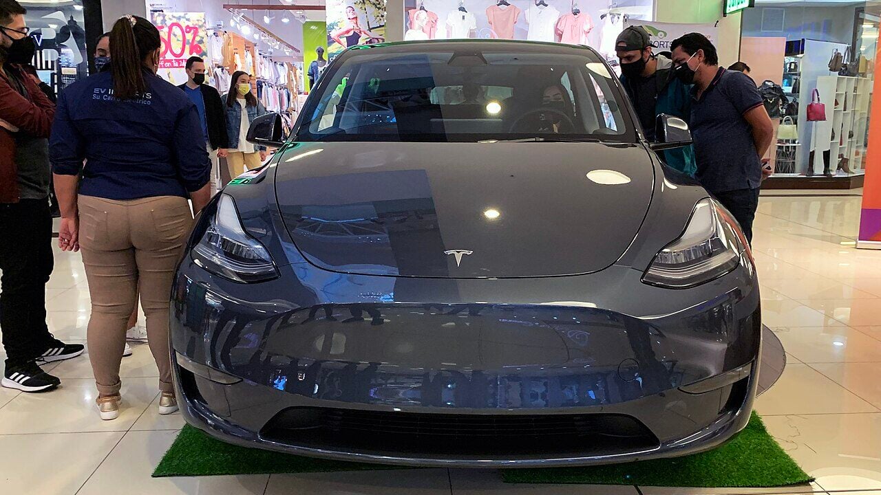 Tesla Model Y all-electric car in San Jose, Costa Rica