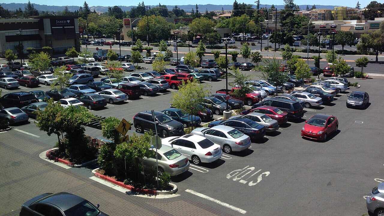 San Antonio shopping center parking lot in Mountain View, California.