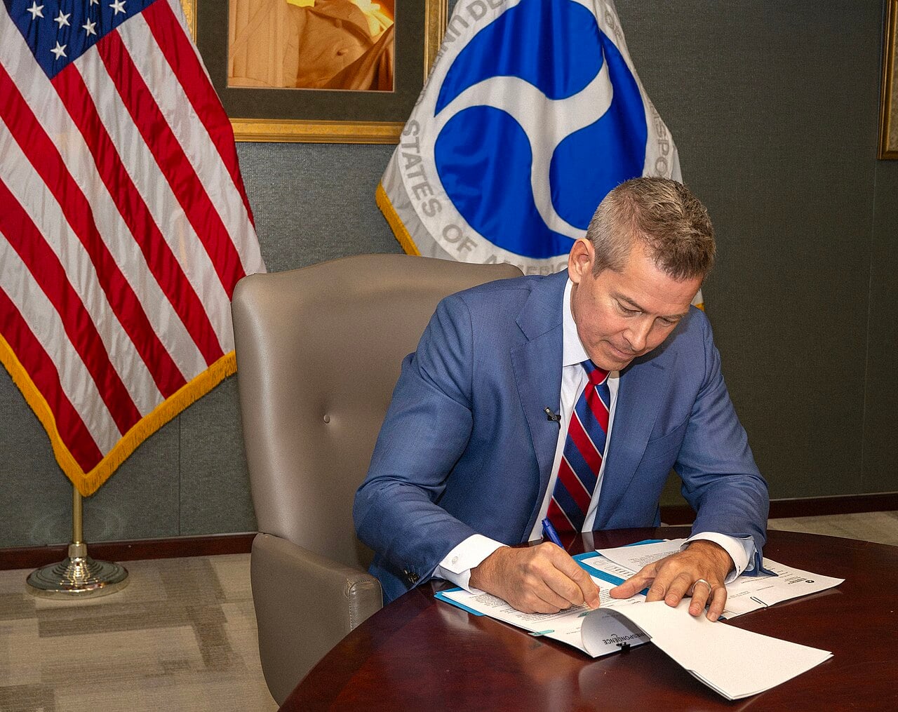 Secretary Sean Duffy signs memorandum to reduce restrictive fuel standards, 2025.