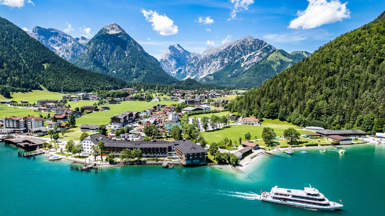 landscape at the achensee lake in austria - pertisau
