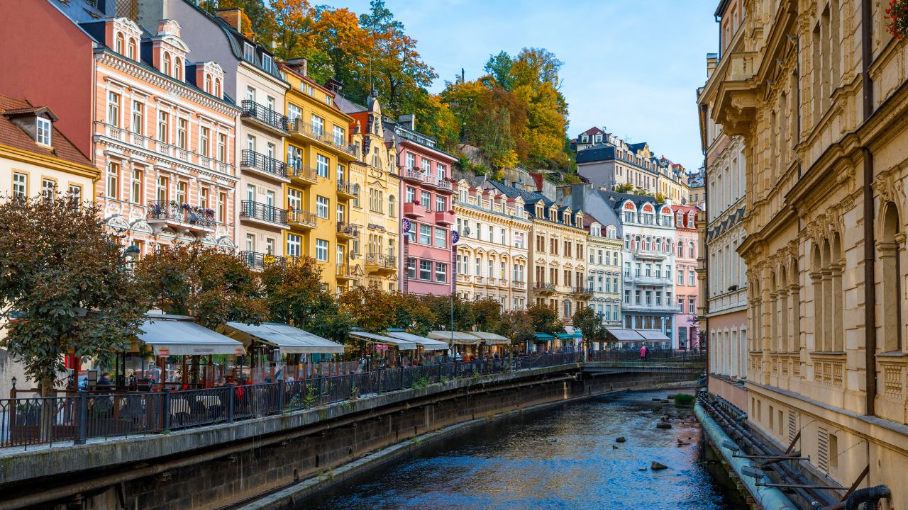 Architecture of Karlovy Vary (Karlsbad), Czech Republic. It is the most visited spa town in the Czech Republic