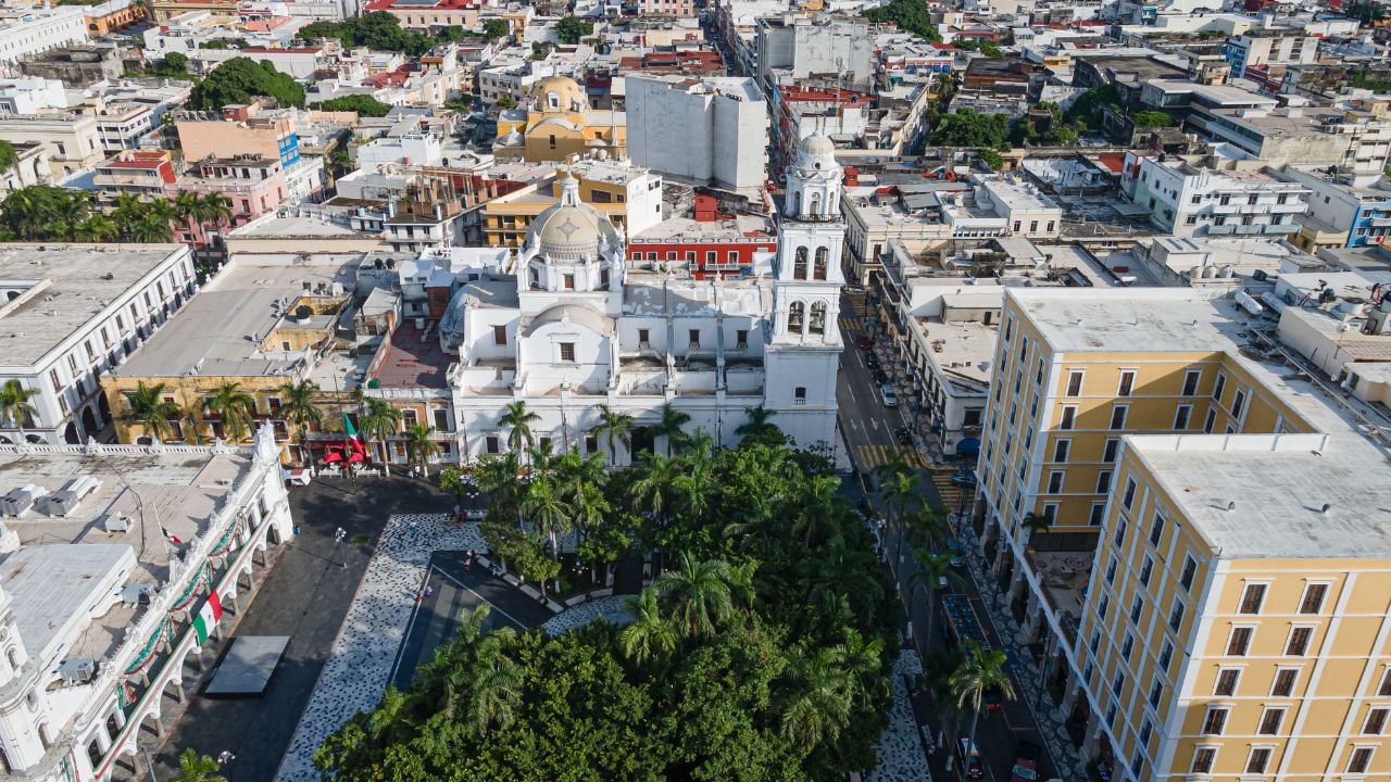 Cathedral and Portales located in Veracruz, Mexico