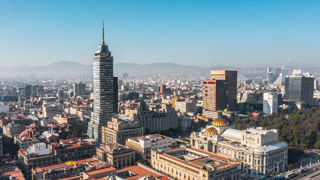 Cityscape of Mexico City the capital of Mexico. Aerial view