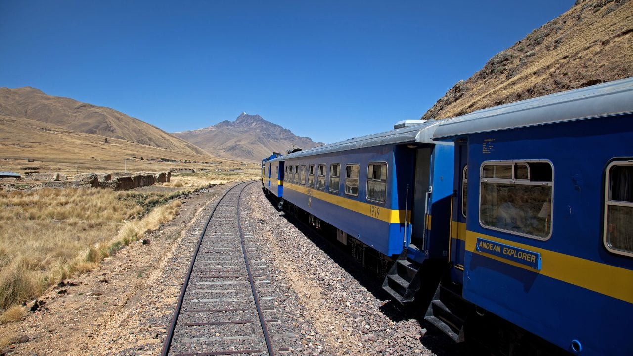 Views from the Andean Explorer Train travelling through the Andes Peru South America