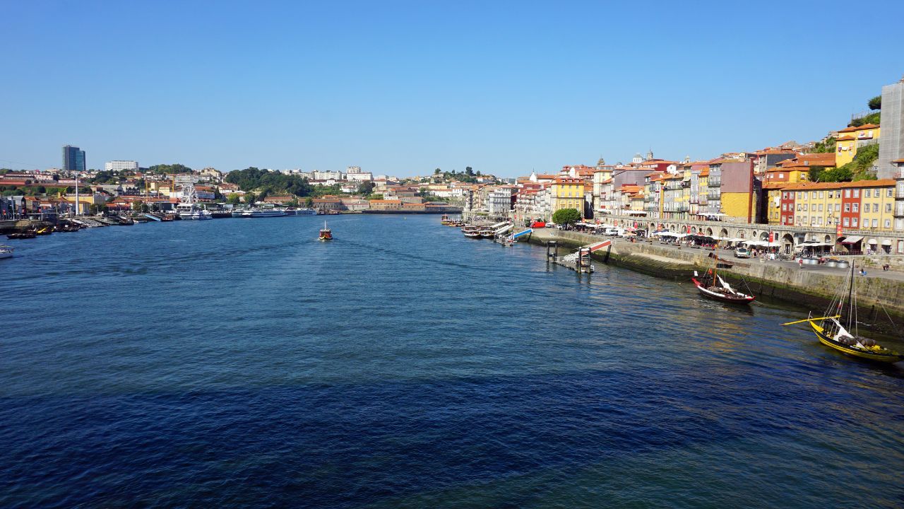 douro river in porto with the famous colorful houses