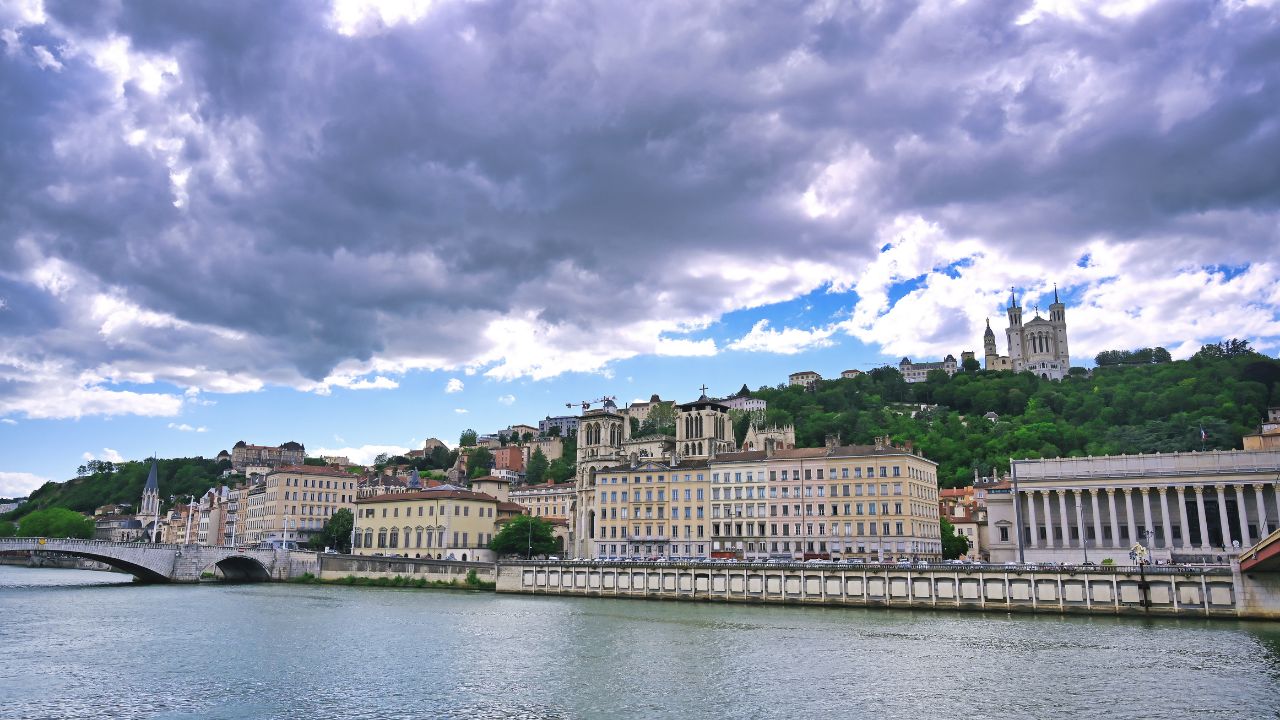 Lyon, France and the architecture along the Saone River.
