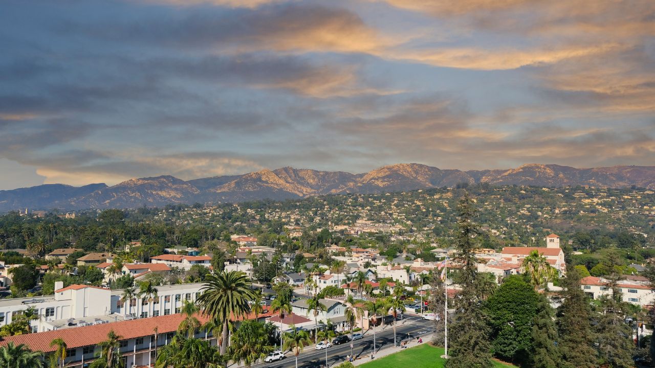 Santa Ynez Mountains Beyond Santa Barbara at Dusk