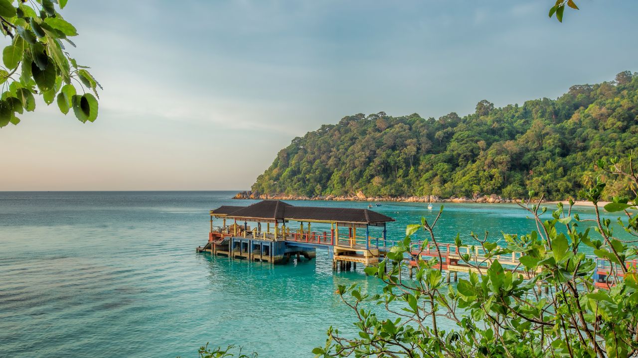 The Perhentian Island resort beach in Malaysia