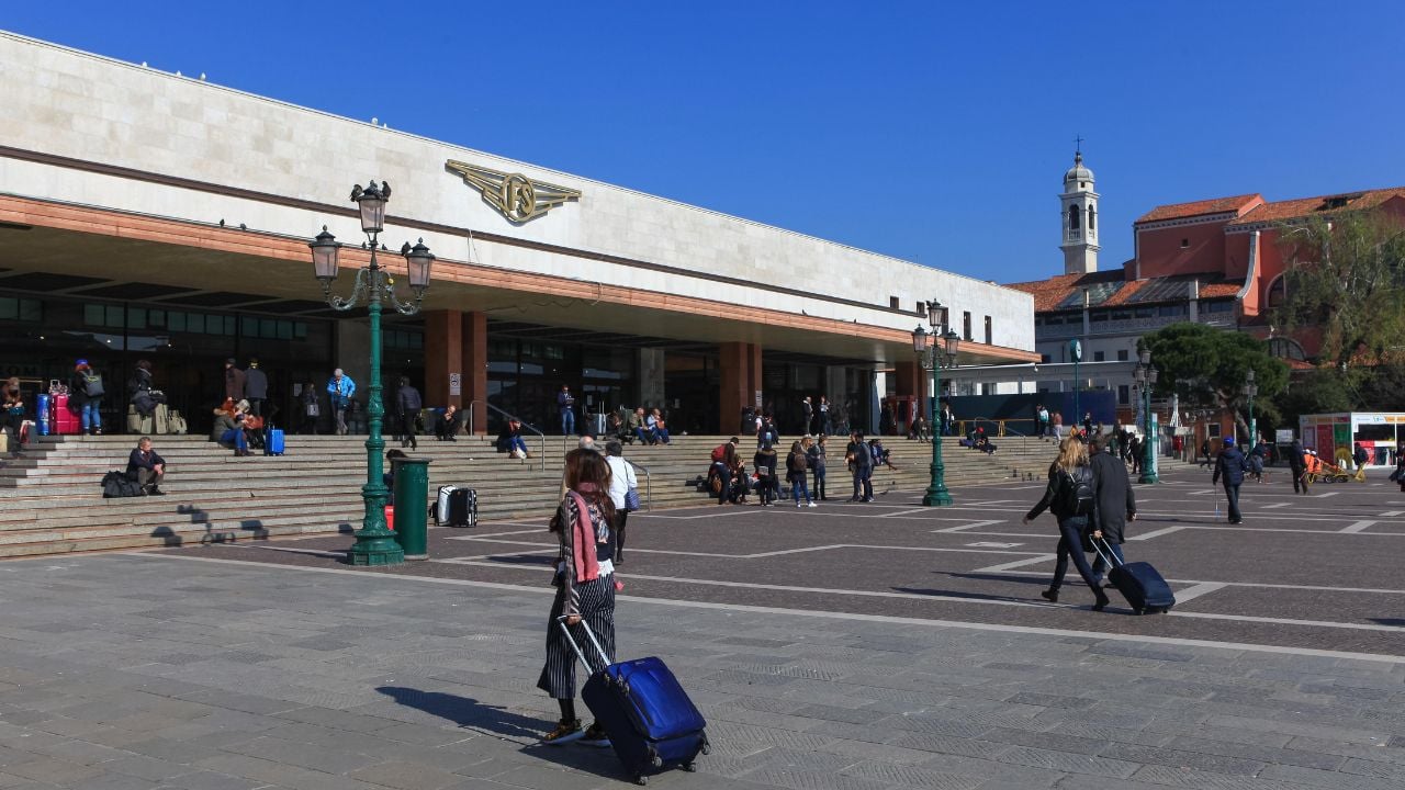 Venice, Italy - March 18, 2016: Venice Santa Lucia railway station building. The station is one of Venice's two most important railway stations,