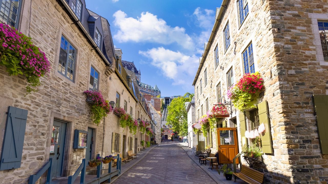 Canada, Old Quebec City tourist attractions, Petit Champlain lower town and shopping district.