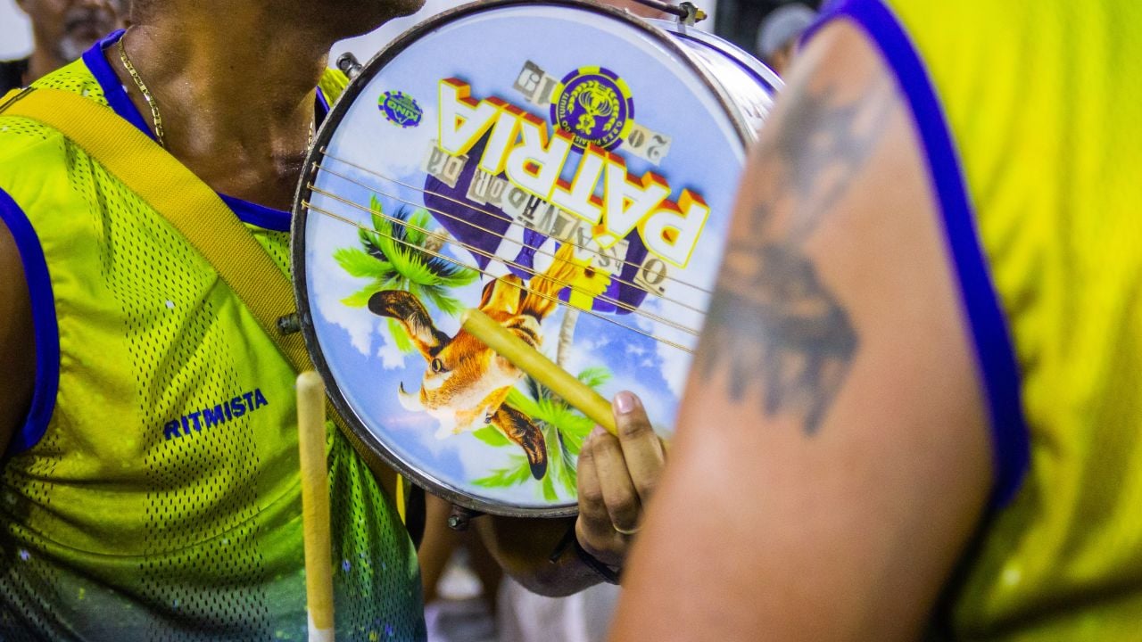 Technical rehearsal in Rio de Janeiro, Brazil - February 24, 2019: rhythmicists of the Paraiso do Tuiuti samba school during the technical rehearsal at the Marquês de Sapucaí.