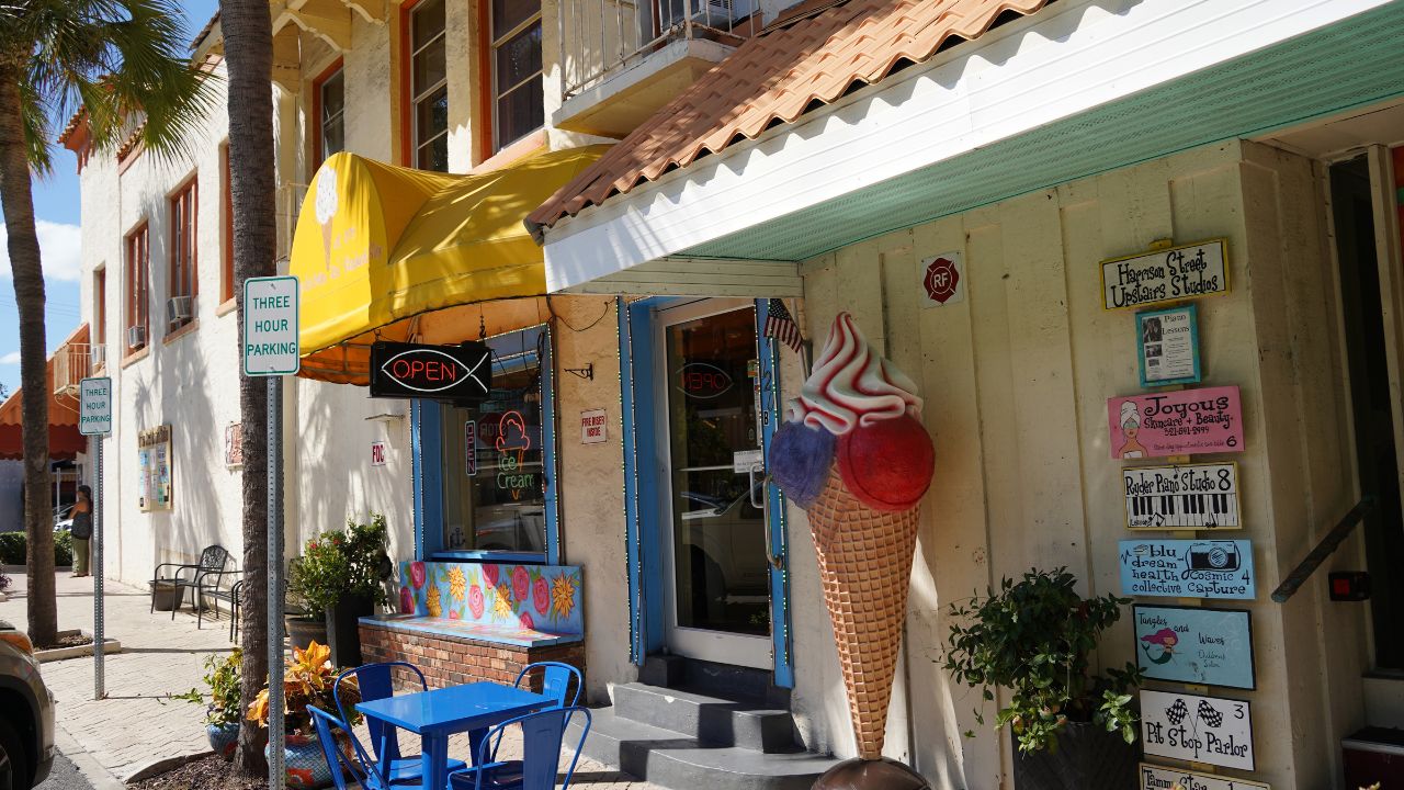 Cocoa, Florida USA - October 8, 2022: Downtown Historic area of Cocoa Village.