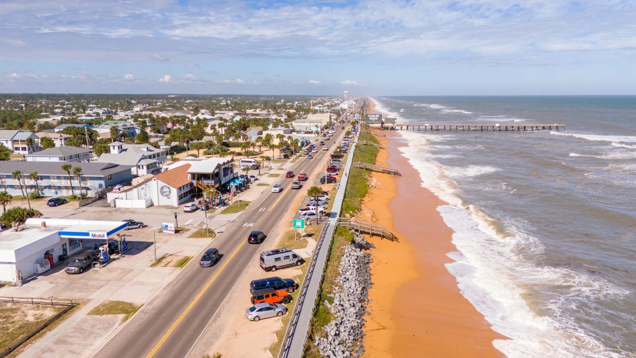 Flagler Beach, FL, USA - November 18, 2023: Flagler Beach coastline stock photo print 2023 postcard