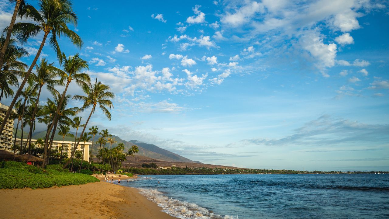scenery at kaanapali beach in maui island, hawaii