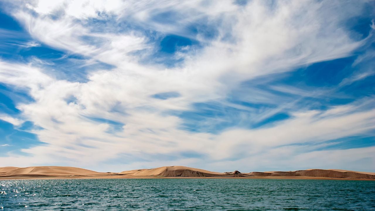 The lagoon at Adolfo Lopez Mateos in Baja California where grey whales come every year to give birth to their young. 
