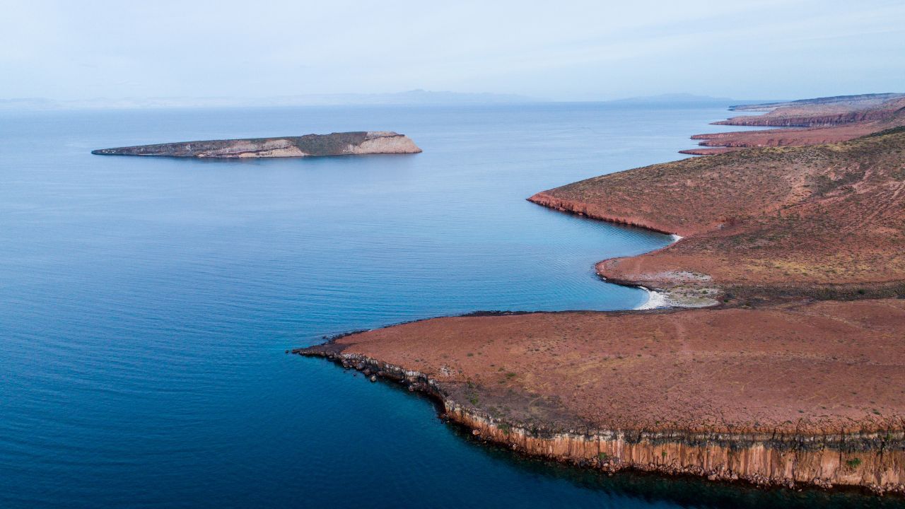Aerial panoramics from Espiritu Santo Island, Baja California Sur, Mexico.